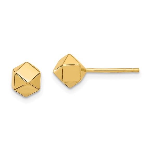 10k Yellow Gold Polished Geometric Ball Post Earrings